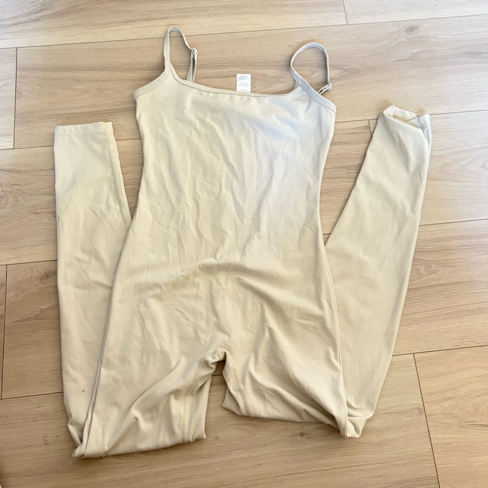 PrettyLittleThing Cream athletic jumpsuit